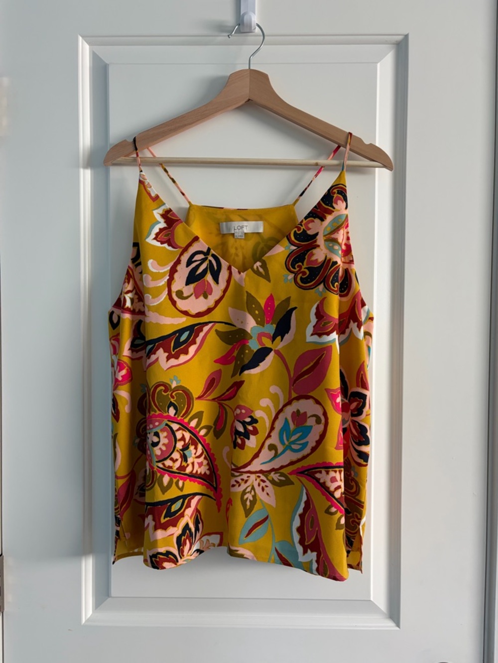 LOFT Mustard Floral Paisley Spaghetti-Strap Camisole